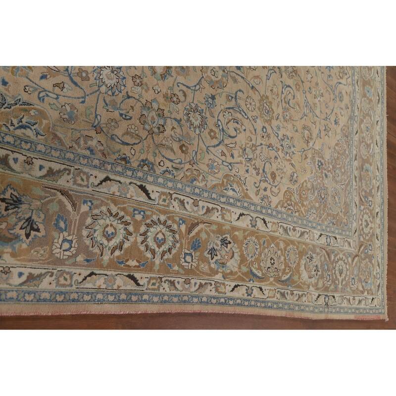 Hand Knotted Oriental 100% Wool Carpet Traditional Floral Peach Mashad Area Rug - 12' 5'' X 9' 4''