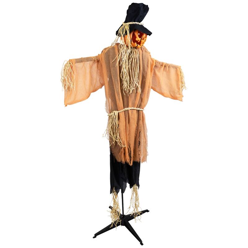 6' Animated Jack-O'-Lantern Scarecrow Halloween Decoration