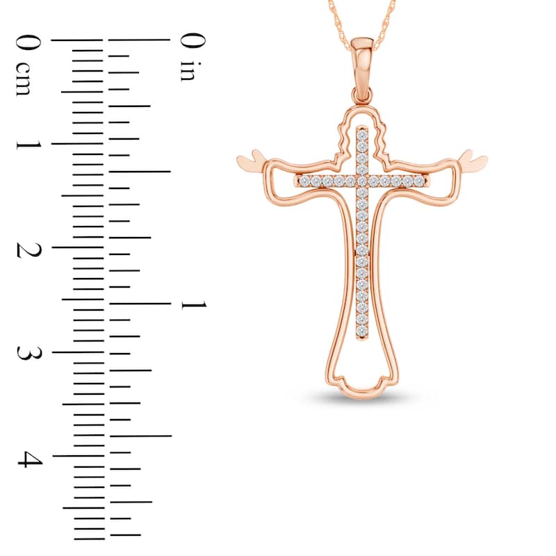 1/10ct TDW Diamond Cross Pendant Necklace in 10K Gold for Women