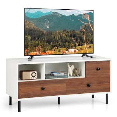 Costway Mid-Century TV Stand Media Entertainment Center Console w/2 - 43.5'' x 16.5'' x 20'' (L x W x H)