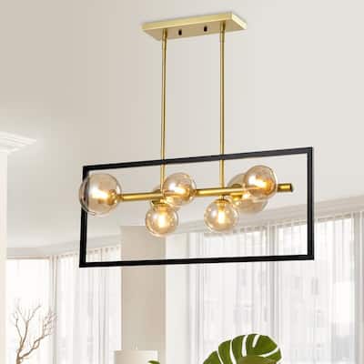 Maxax 7 - Light Kitchen Chandelier with Hand Blown Glass Accents - - MX2028-P7