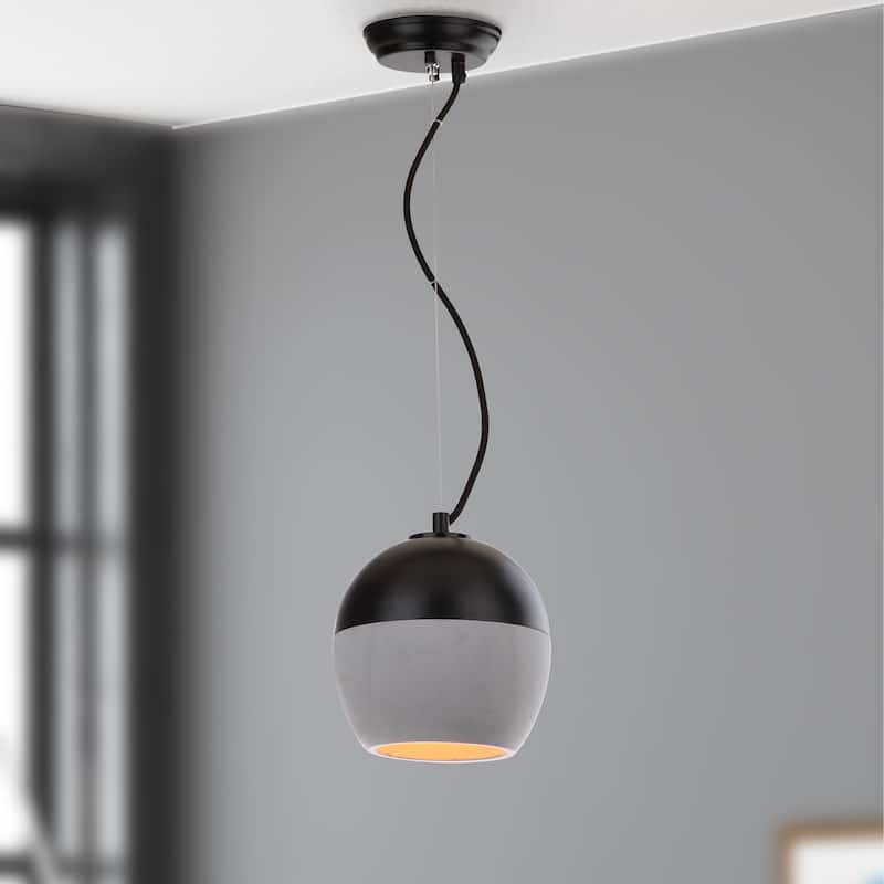 SAFAVIEH Lighting Nere Adjustable 1-Light Grey / Black Pendant - 7.875"x7.875"x10-82" - Grey/Black - 8Wx8Dx82H