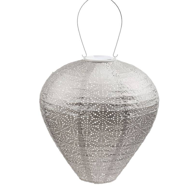 Pre-Lit Battery-Operated Balloon Sashiko Lantern - 17.75" - Taupe - Brown