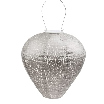 Pre-Lit Battery-Operated Balloon Sashiko Lantern - 17.75" - Taupe - Brown