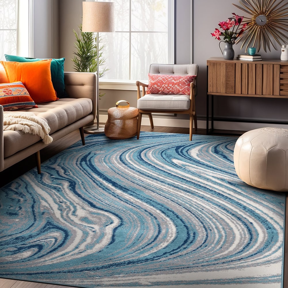 World Rug Gallery Contemporary Abstract Swirl Area Rug