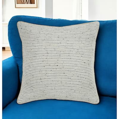 HomeRoots 20" Gray and Cream Striped Cotton Throw Pillow