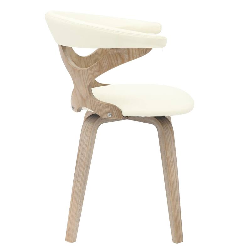 Klyne Leather Dining Chair with Poplar Wood Frame - Mid-Century Wooden Accent Chair with Swivel Base Set of 4
