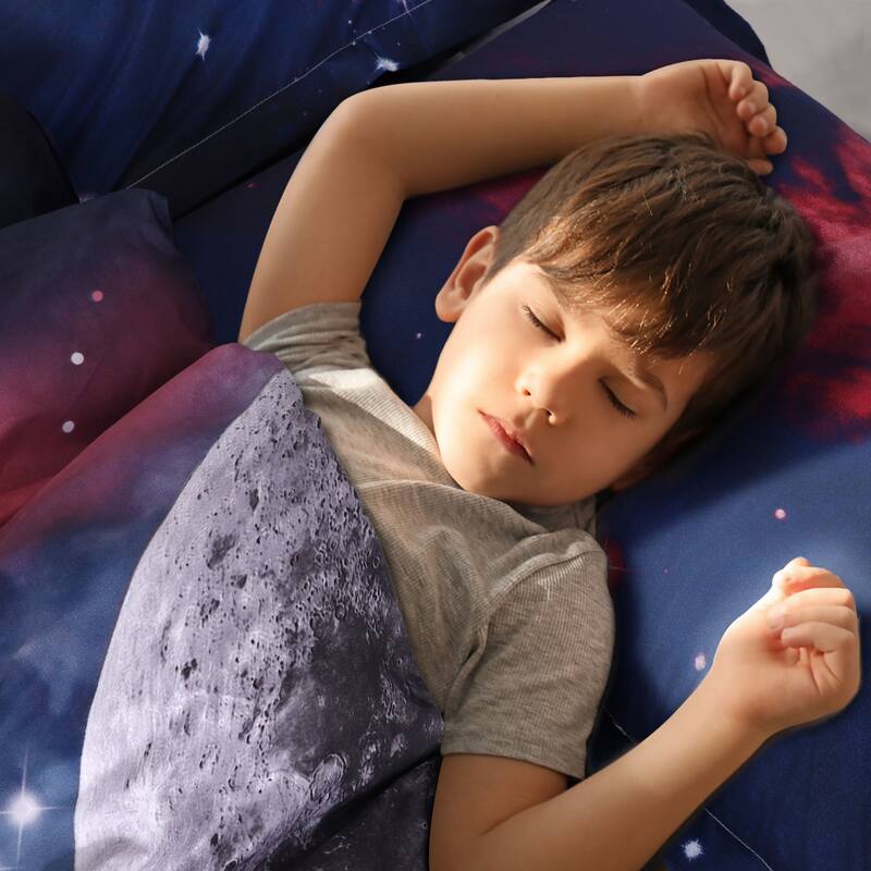 2 piece Fuchsia Comforter Duvet Cover Set 3D Printed Space Themed