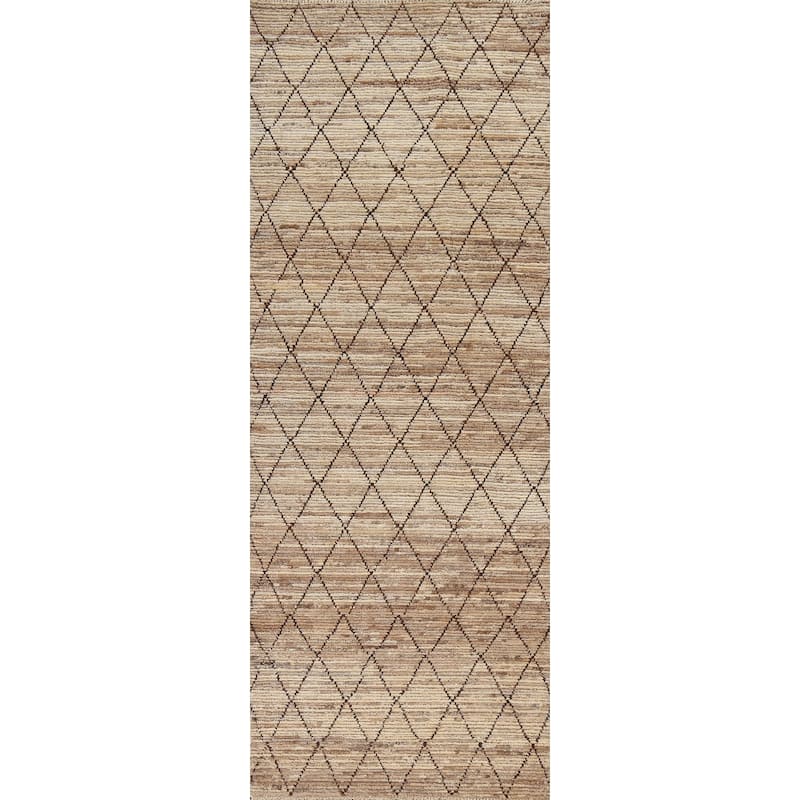 Trellis Moroccan Oriental Hallway Runner Rug Hand-knotted Wool Carpet - 3'3" x 10'1"