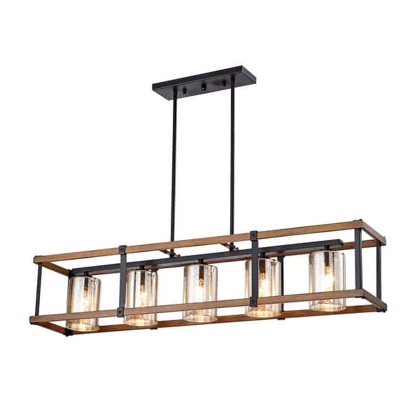 slide 2 of 8, Desaki Kitchen Island Style Matte Black 5-light Chandelier Black/Brown