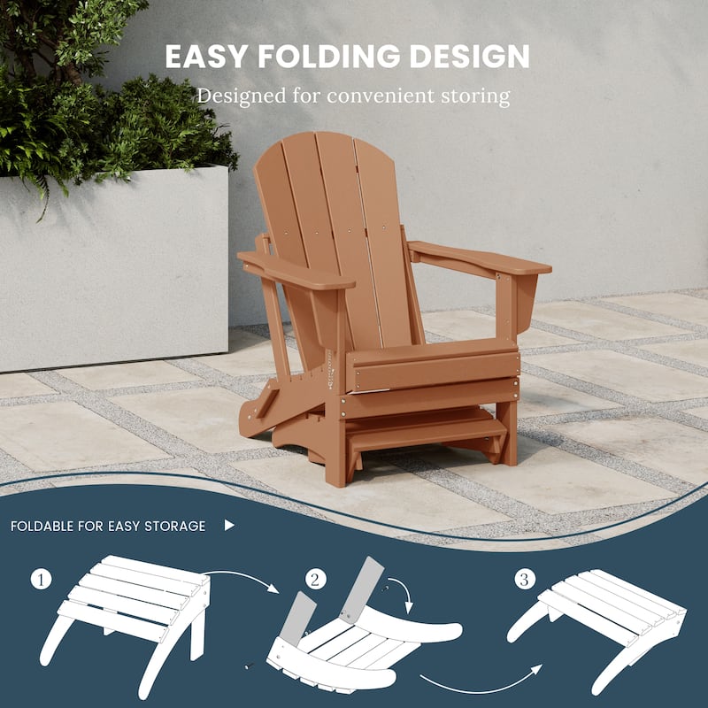Polytrends Laguna Hdpe All Weather Outdoor Patio Foldable Ottoman