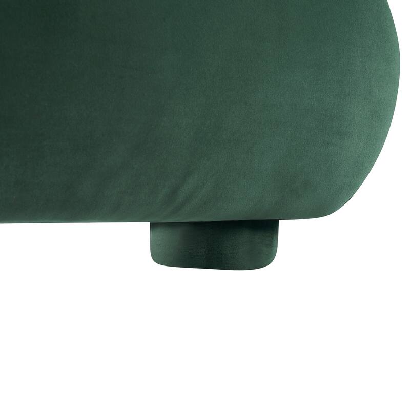 Luxury Dark Green Velvet King Bed with Curved Headboard - High-end Comfort & Easy Maintenance