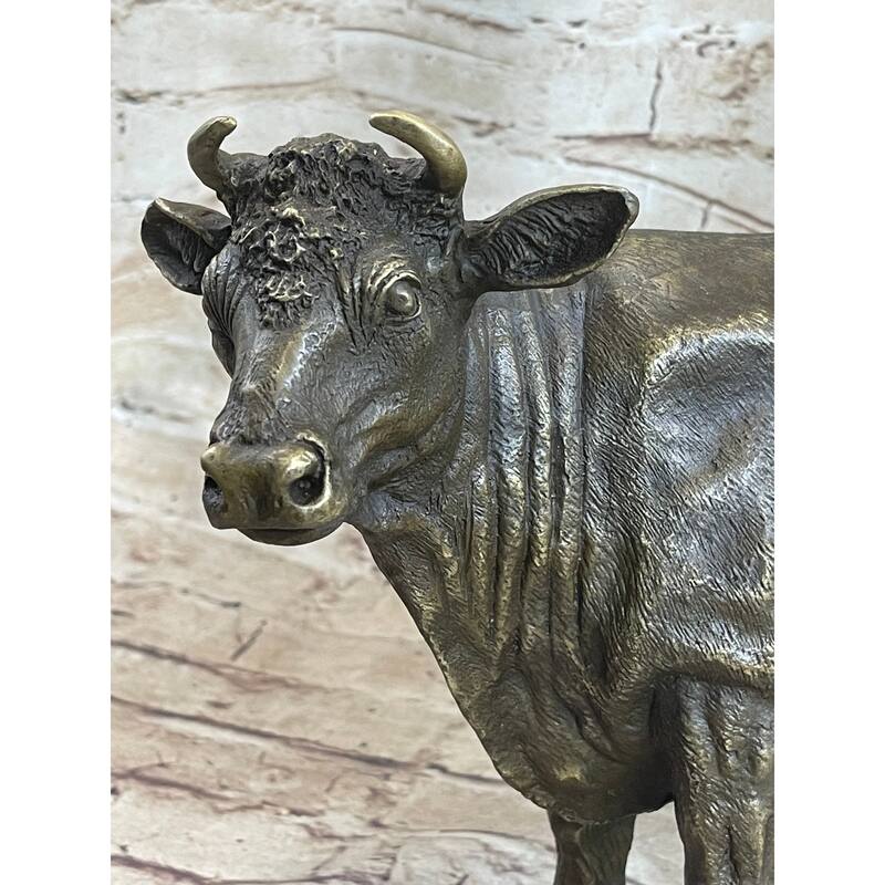 Milk Cow Cattle Bronze Statue Sculpture Figure Figurine Farm Decor 9 Inches X 11 Inches