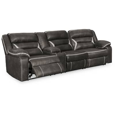 Signature Design by Ashley Kincord Black/White Power Reclining Sectional Sofa - 123"W x 39"D x 41"H