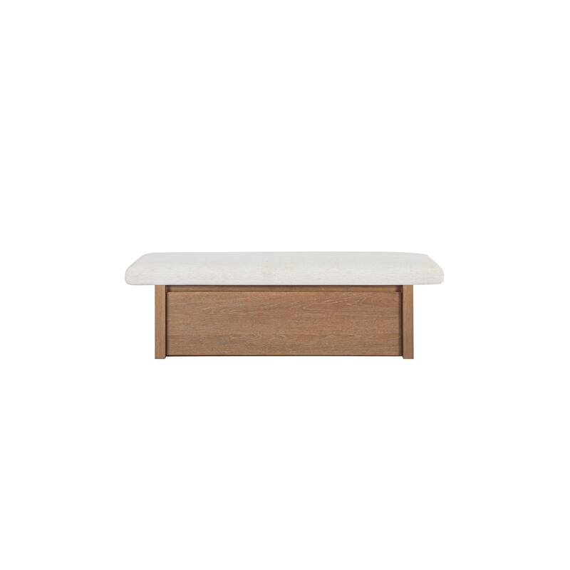 Title: NADAAL STUDIOS Nadaal Orielle Storage Bench, Linen‑Blend Chenille Seat with Oak Veneer Base Oat - Oat