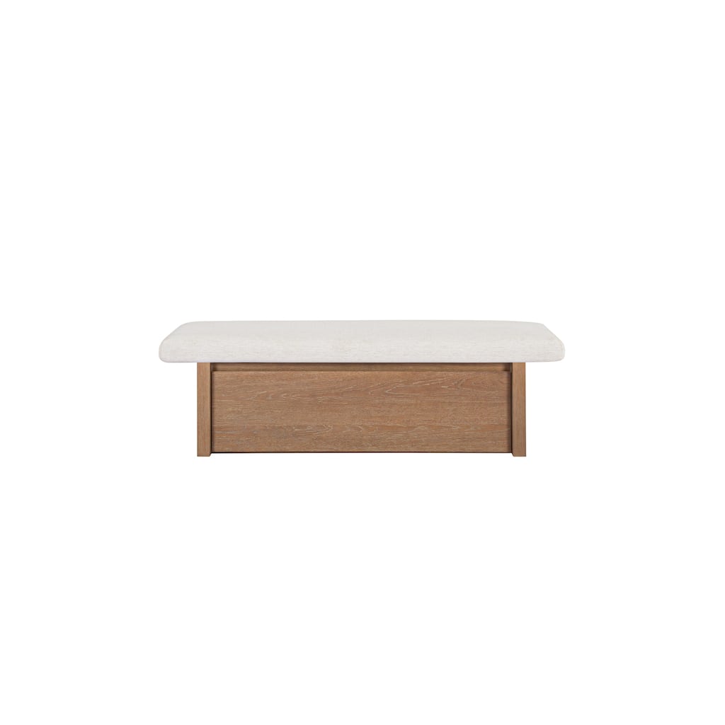 Title: NADAAL STUDIOS Nadaal Orielle Storage Bench, Linen‑Blend Chenille Seat with Oak Veneer Base Oat