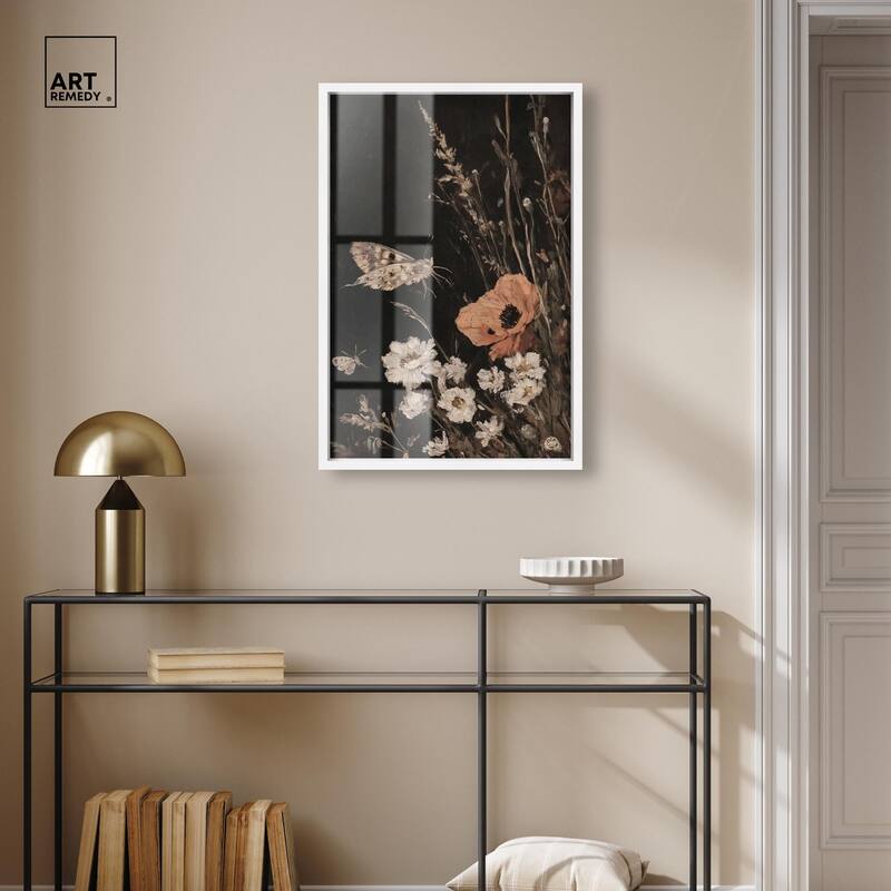 Poppy and Moth II Shadowbox by Art Remedy