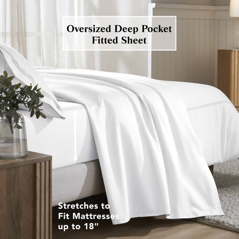 Superior Egyptian Cotton 650 TC Extra Deep Pocket Fitted Sheet