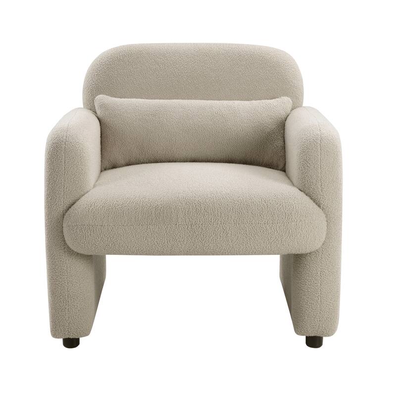 Silas 32.5" Boucle Accent Chair - 1 Matching Pillow, Attached Cushions