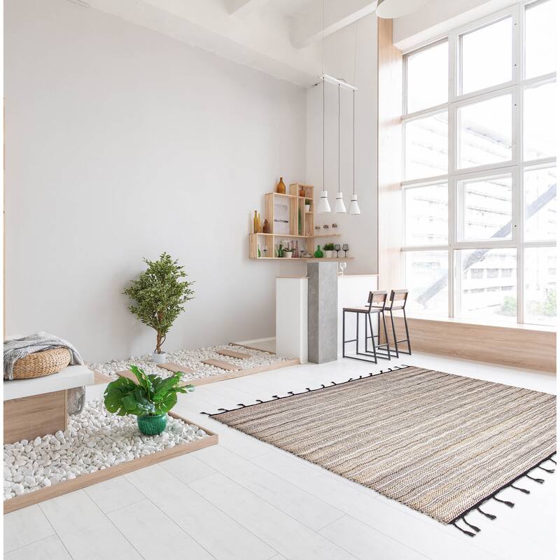 ECARPETGALLERY Braid weave Sienna Grey Wool Rug - 5'10 x 7'2