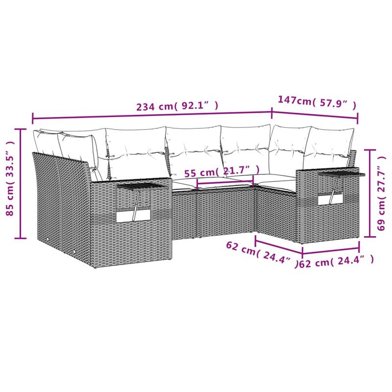 vidaXL Garden Sofa Set - 24.4 x 33.5 x 27.2