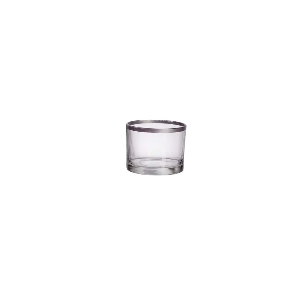 Glass Silver Rim Vase / Bowl 3.5"- A - A