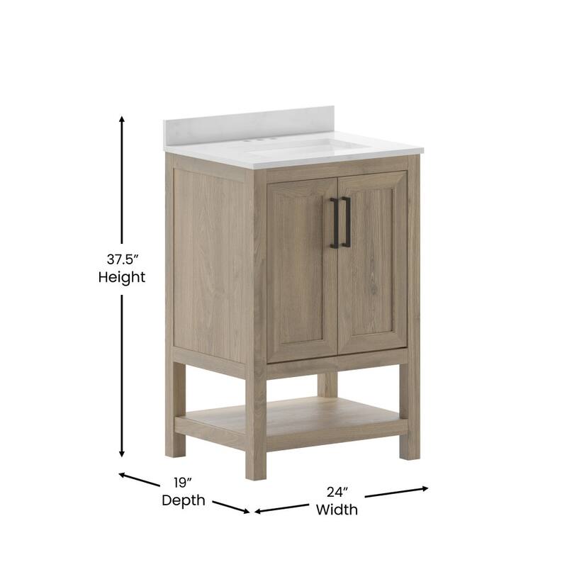 Bathroom Vanity with Undermount Sink and Open Storage Shelf