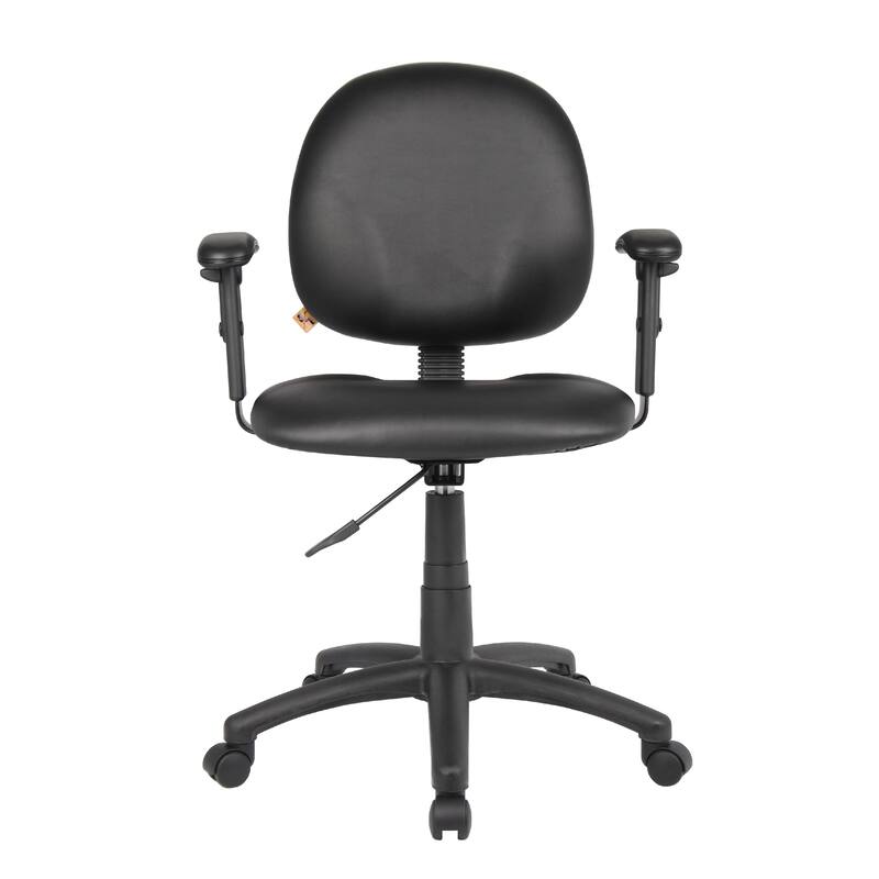 Blair Swivel Task Armchair with Contour Back, Caster Wheel, Black Vinyl