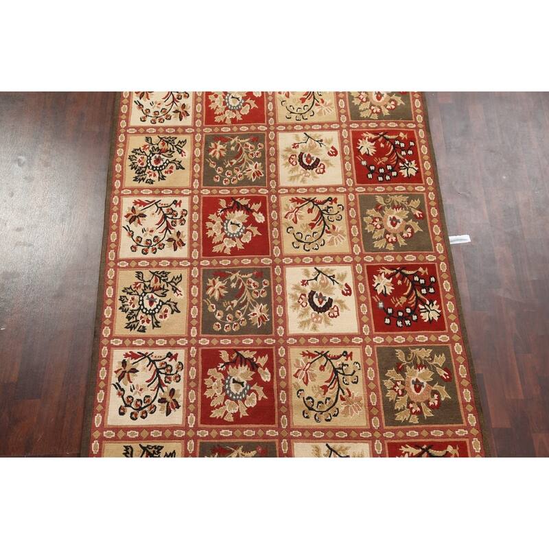 Garden Design Nepalese Vegetable Dye Oriental Wool Area Rug Handmade - 6'1" x 9'8"