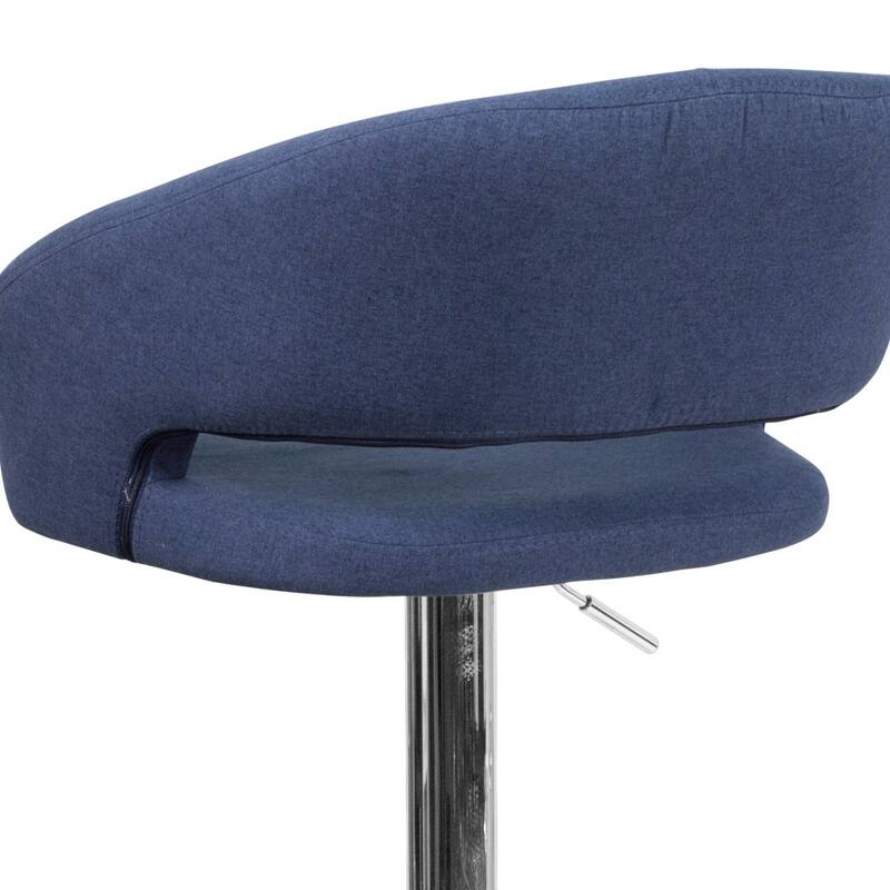 Modern Upholstered Adjustable-Height Barstool with Rounded Back