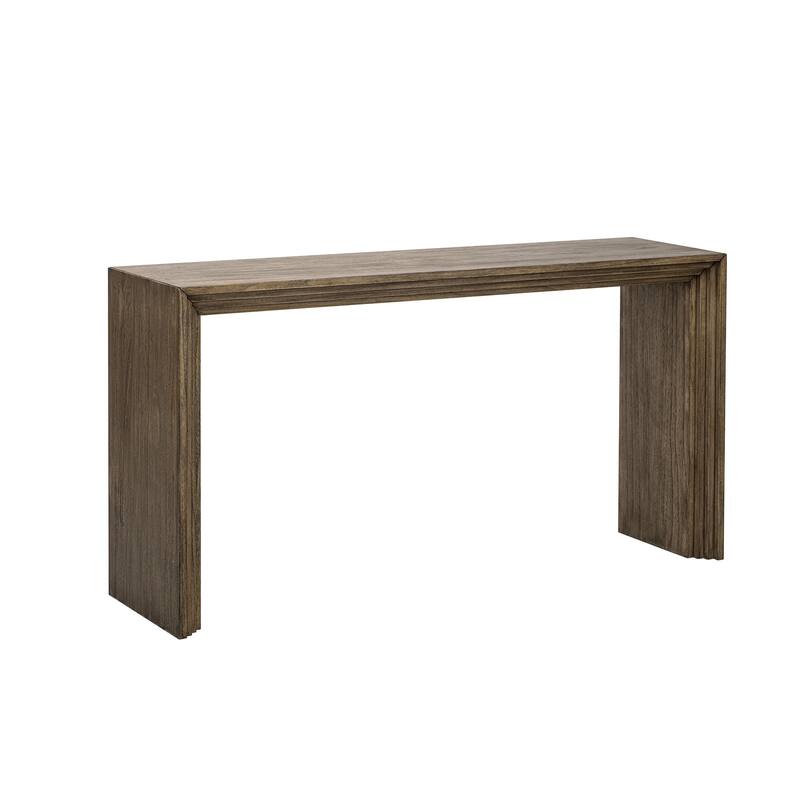 Modern Style Console Table, Striped Side Table with Paulownia Wood Veneer, for Foyer, Living Room and Entryway
