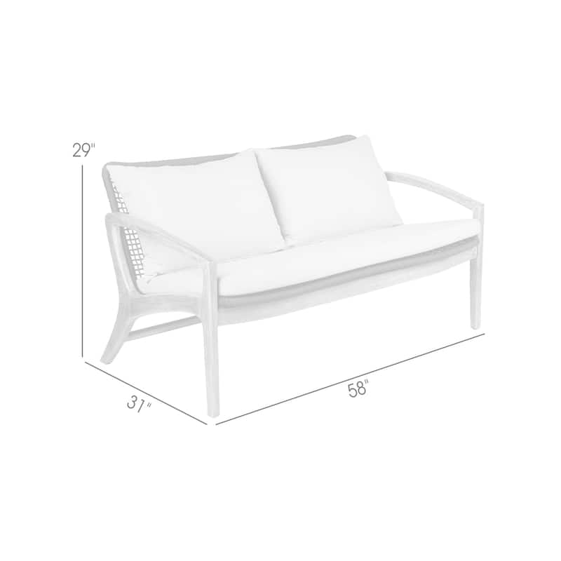 Beckham Boho Gray Rope and Eucalyptus Wood 58" Outdoor Sofa with Cushions