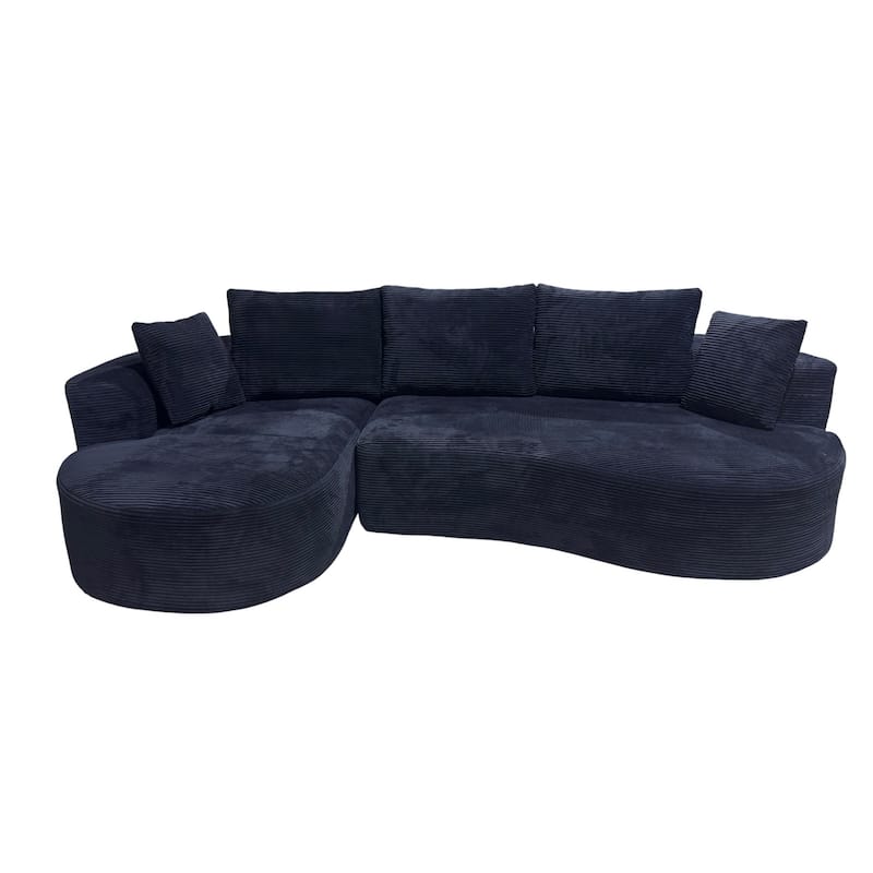 111.55" L-Shaped Corduroy Sectional Sofa, No Assembly Required