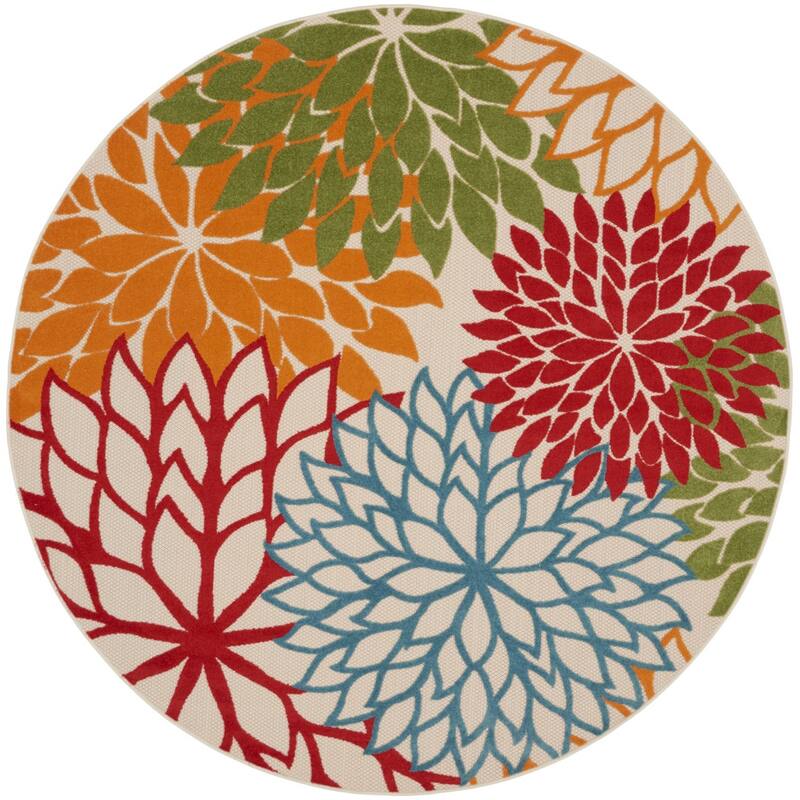 HomeRoots Contemporary Round Outdoor Rug - 10' Round