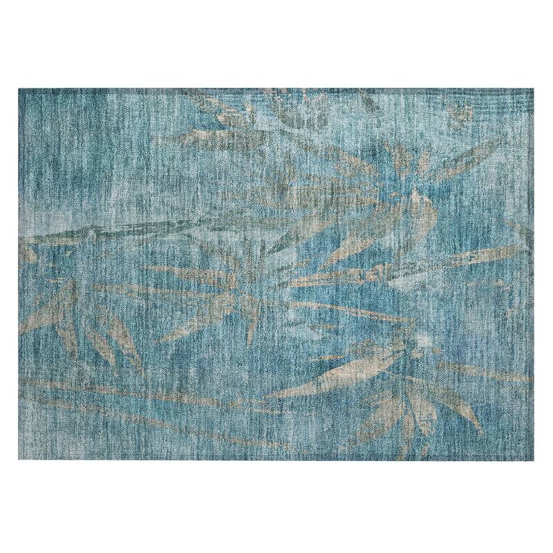 Machine Washable Indoor/ Outdoor Modern Floral Chantille Rug