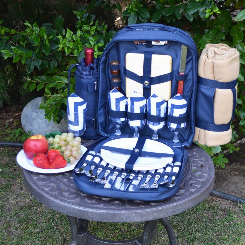 Picnic at Ascot Four Person Equipped Picnic Backpack with Blanket