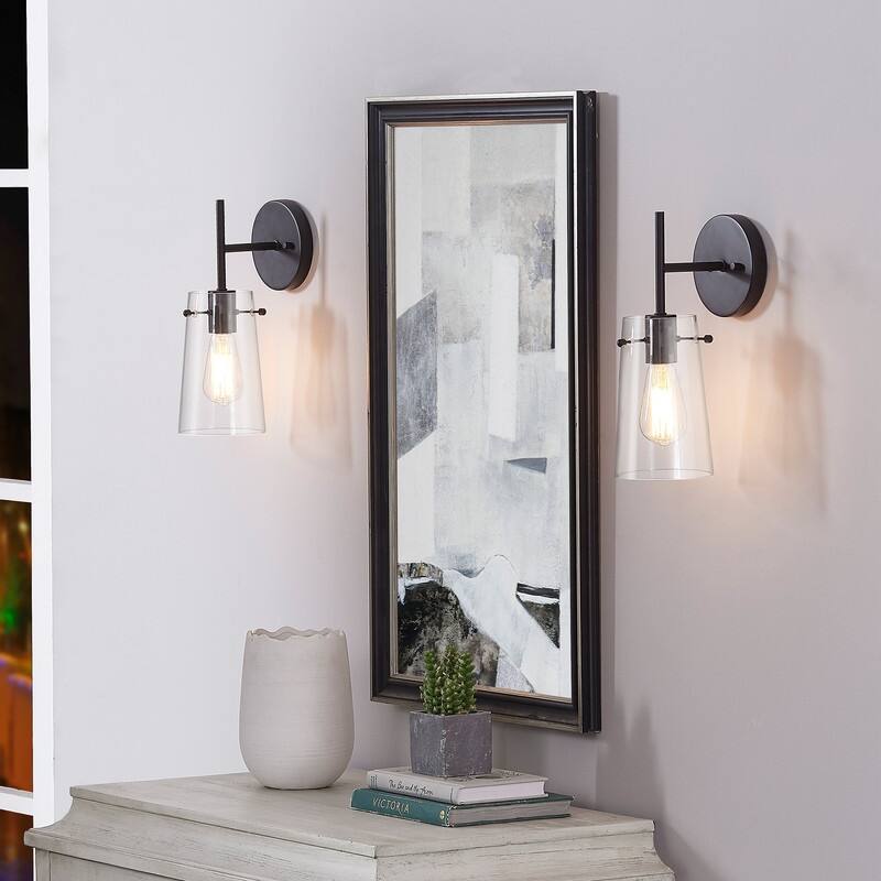 KAWOTI Modern Wall Sconce Set with Clear Shade(Set of 2)