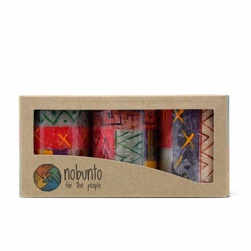Handmade Votive Candles Indabuko Design, Set of 3 (South Africa)