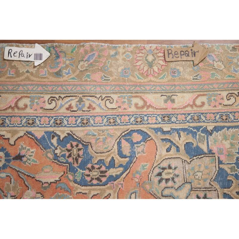 Hand Knotted Oriental 100% Wool Carpet Traditional Floral Oranges & Rust Mashad Area Rug - 11' 2'' X 8' 1''