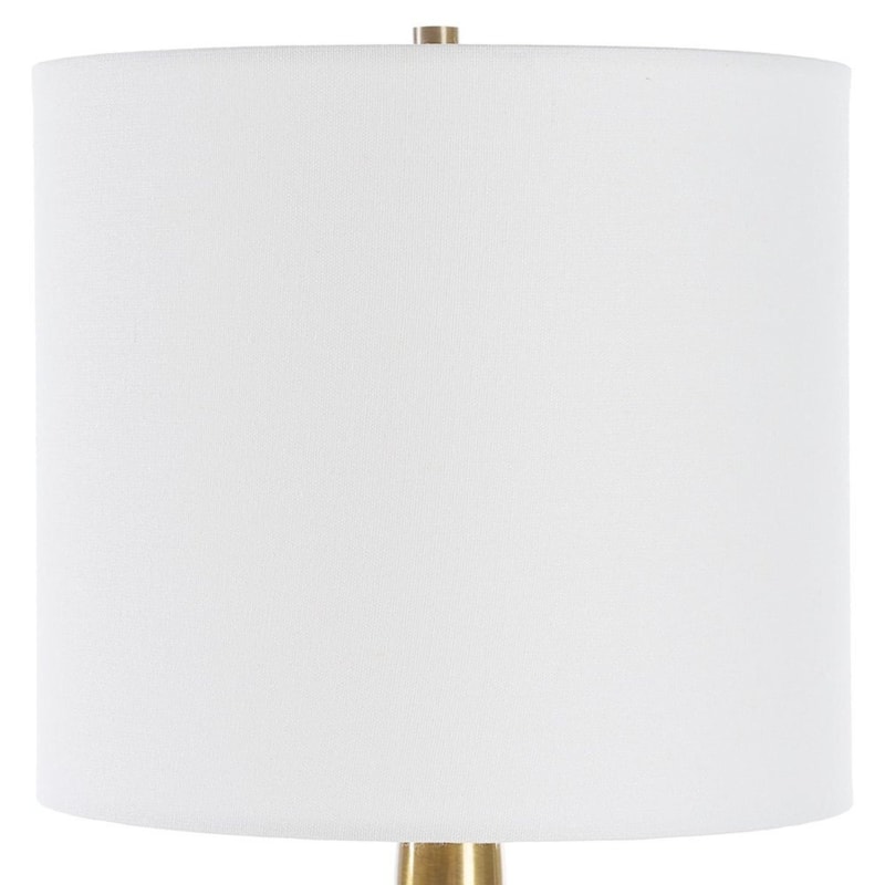 Buffet Lamp with Linen Drum Shade - 37" - Brass Finish