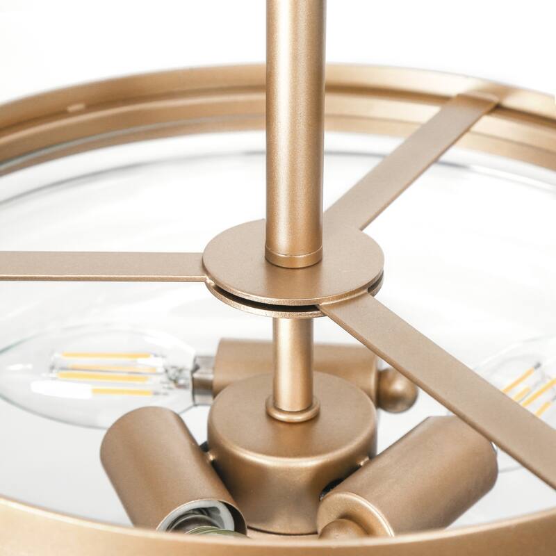 Modern Semi-Flush Mount Teardrop Glass 3-light Brass Metal Light Fixture - Brass Gold - D12.6" x H 13"
