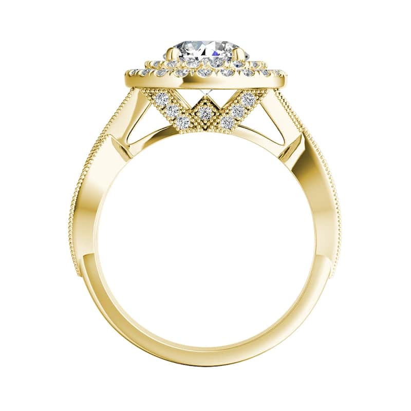 Auriya 14k Gold Vintage 1 1/6ctw Double Halo Diamond Engagement Ring (G-H, VS1-VS2)