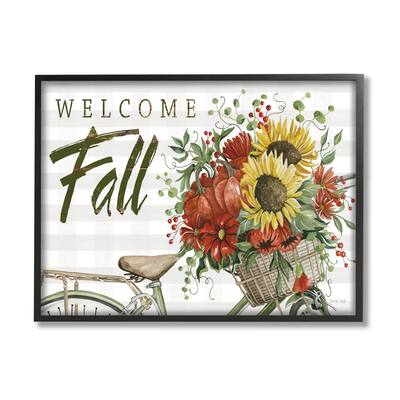 Stupell Industries Welcome Fall Autumnal Flower Assortment Bicycle Basket Framed Wall Art, Design by Cindy Jacobs