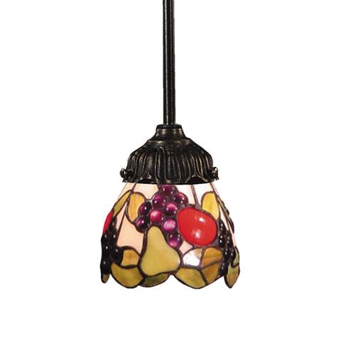Mix-N-Match 1-Light Mini Pendant in Tiffany Bronze with Tiffany Style Glass by ELK Lighting - 6in Dia x 23.5in H