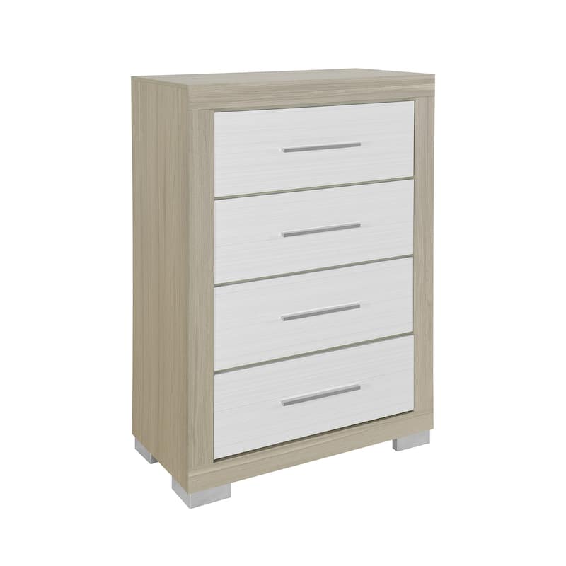 HomeRoots 31" Natural And White Wood Four Drawer Dresser