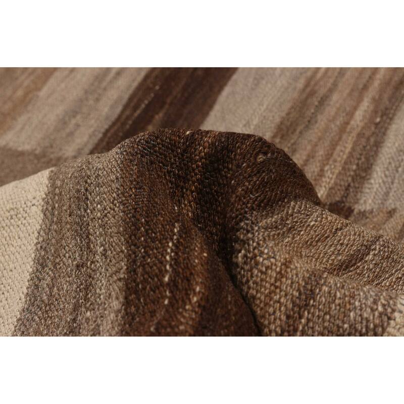 ECARPETGALLERY Flat-Weave Boho Brown Wool Kilim - 9'0 x 12'4