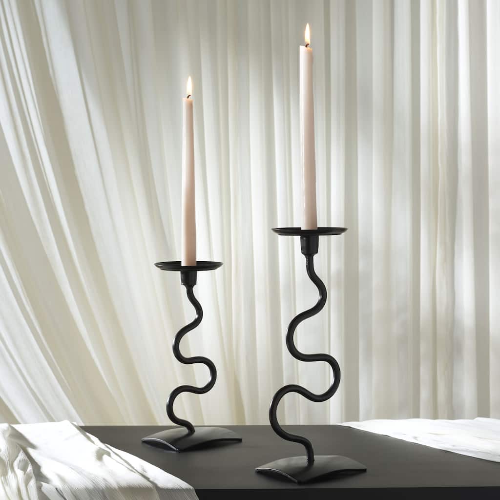 SAFAVIEH Home Nisi Black Metal Tube Dual Use Candlestick Set of 2