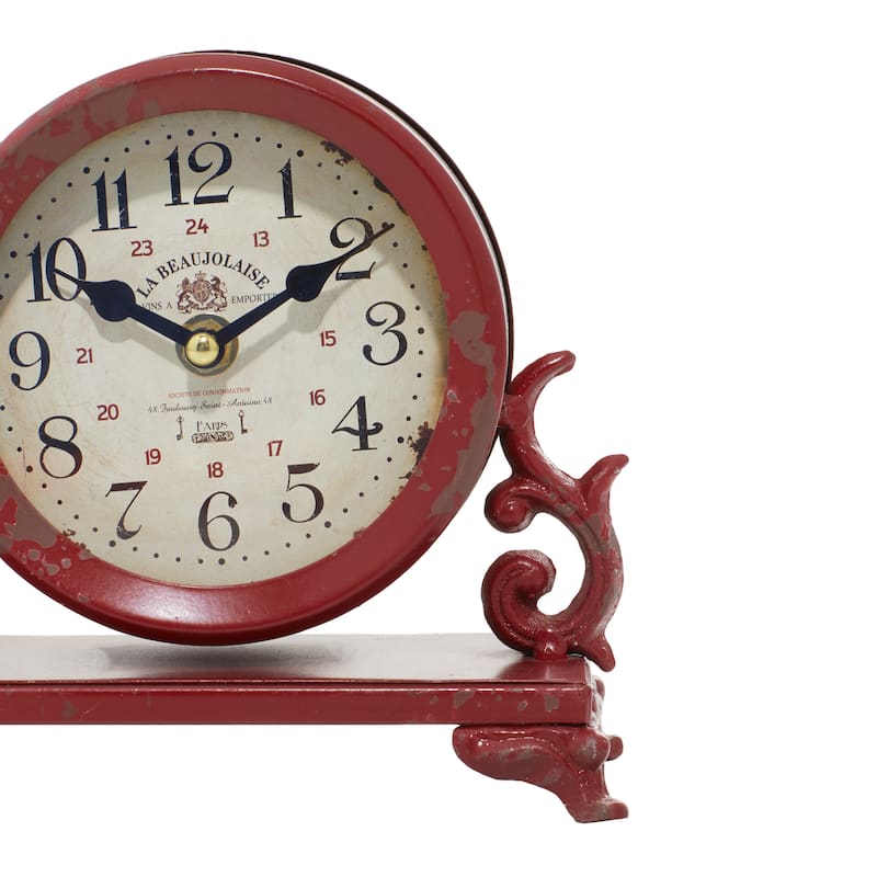 Black Metal Scroll Decorative Clock (Set of 2) - 7 x 3 x 7