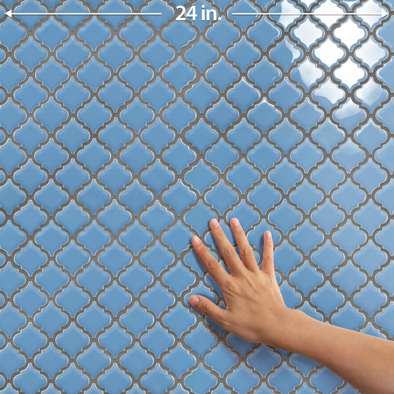 Merola Tile Hudson Tangier Light Blue 12-3/8" x 12-3/8" Porcelain Mosaic Floor and Wall Tile