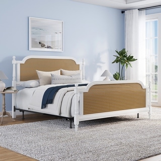 Hillsdale Melanie Wood and Cane King Bed, White - Bed Bath & Beyond